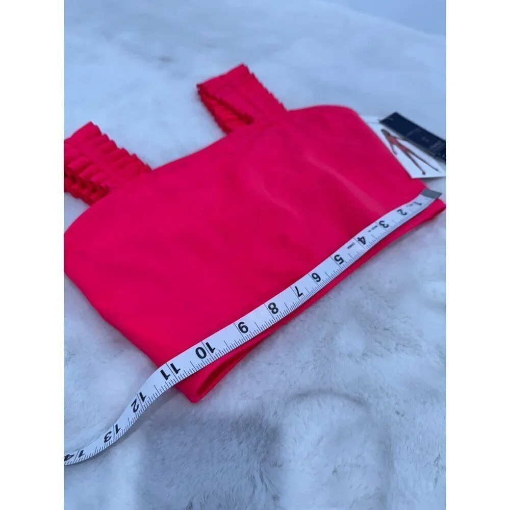 New Habitual Girls Size 12 UV 50+ Ruched Strap Swim Top Pink *Top Only*